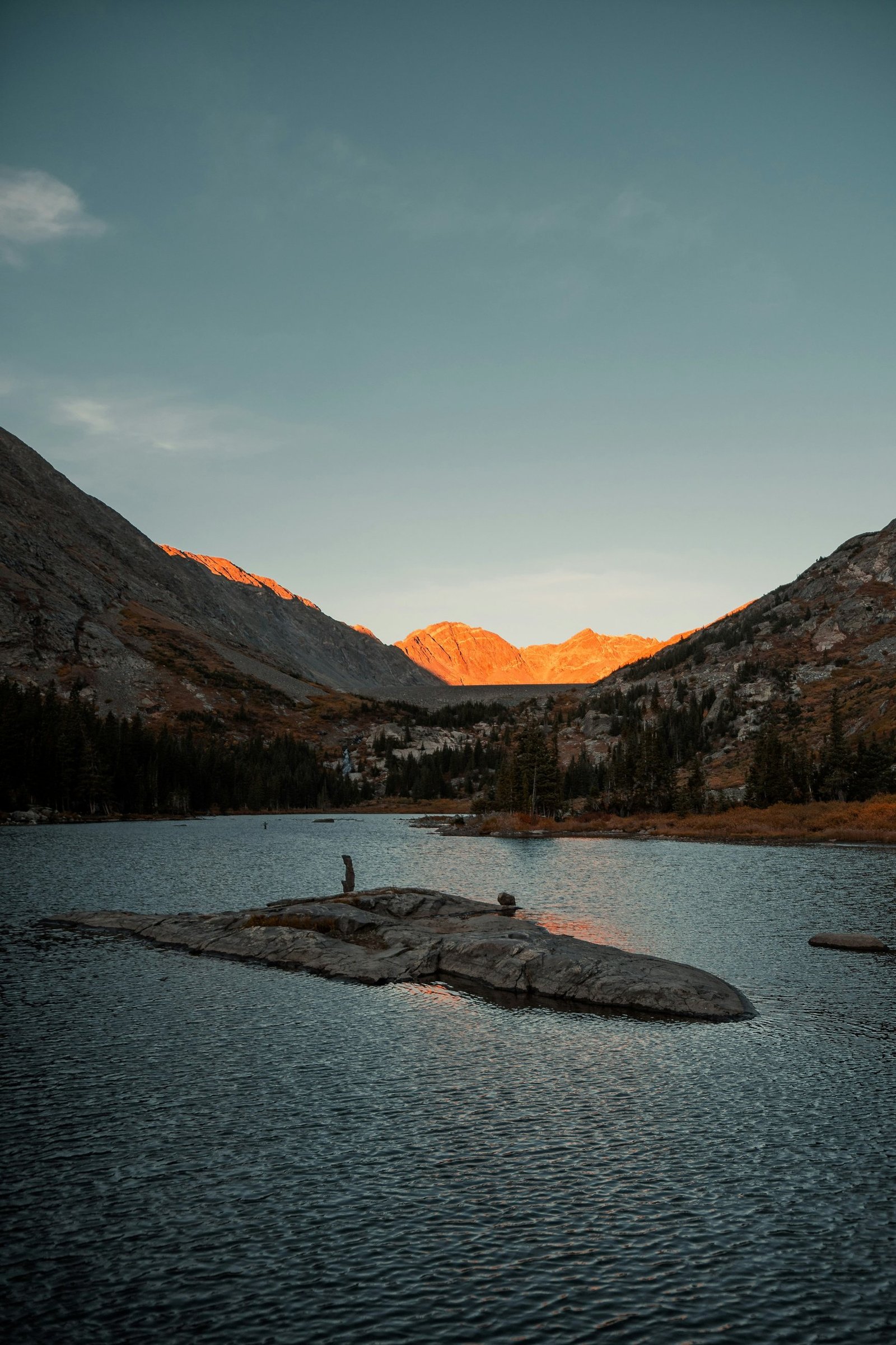 Blue Lake beneath glowing Colorado peaks