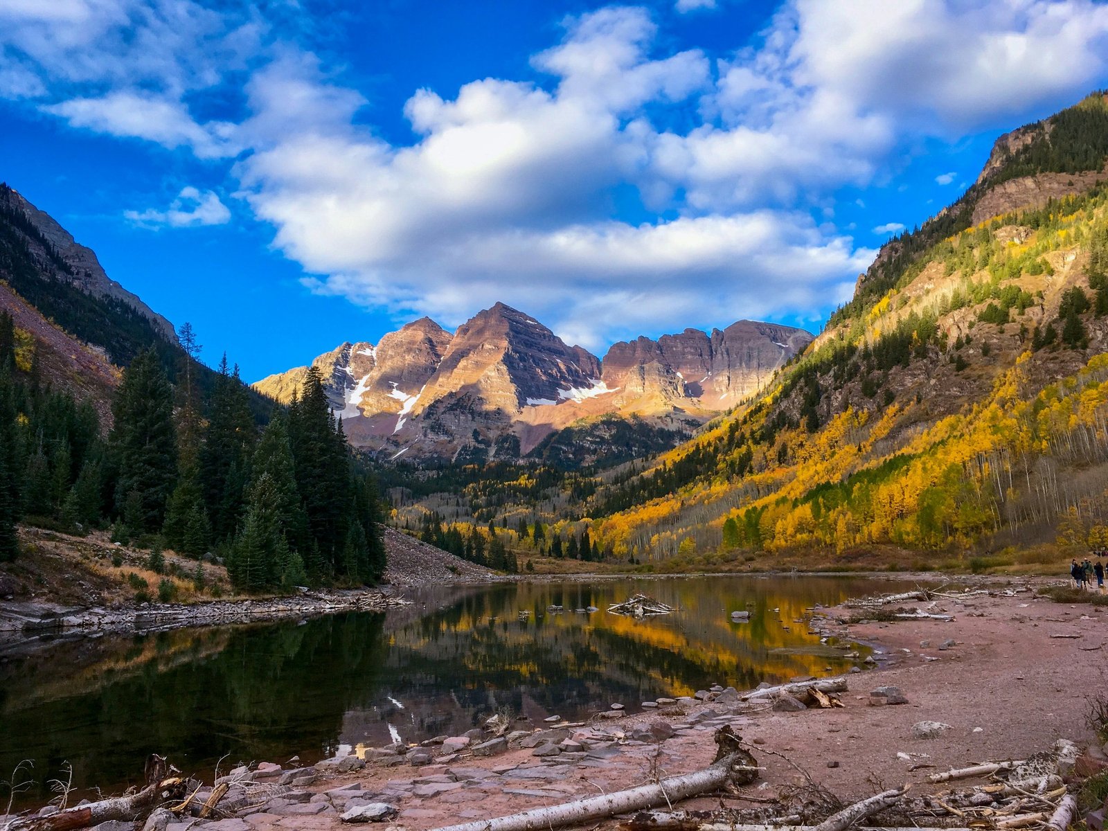 Maroon Bells with reflected autumn color